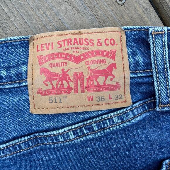 Levi's 511 Slim Fit 36x32 Straight Leg Men's Denim Blue Jeans - Picture 10 of 10